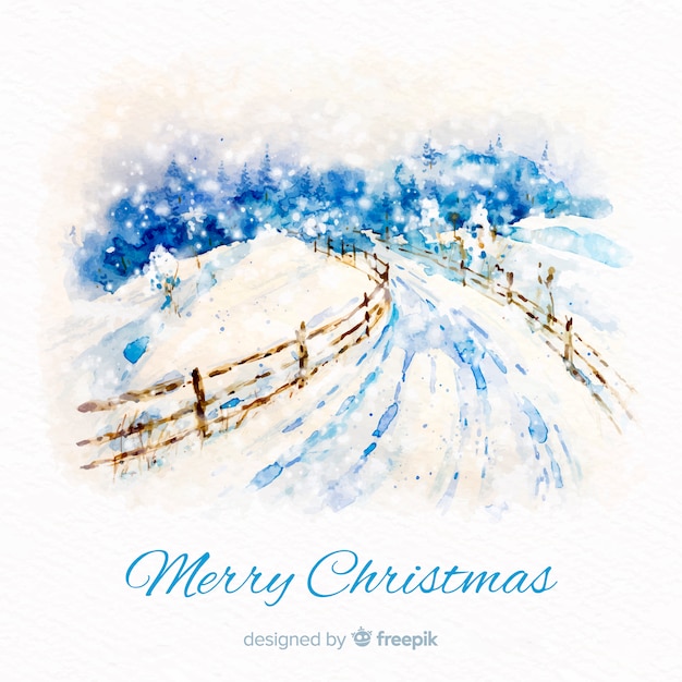 Aquarell winterlandschaft hintergrund