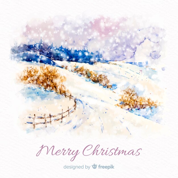 Aquarell Winterlandschaft Hintergrund