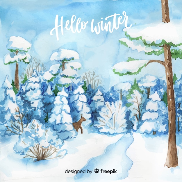 Aquarell Winterlandschaft Hintergrund