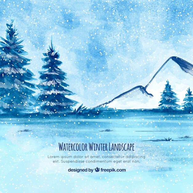 Aquarell Winterlandschaft mit Bäumen