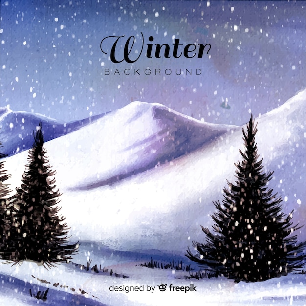 Kostenloser Vektor aquarell winterlandschaft