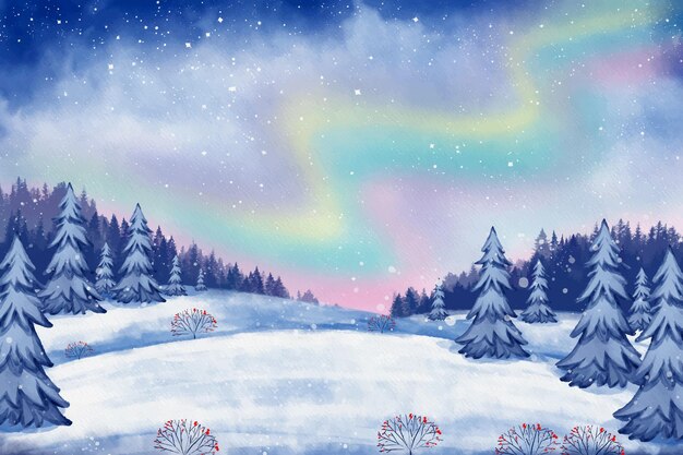 Aquarell Winterlandschaft