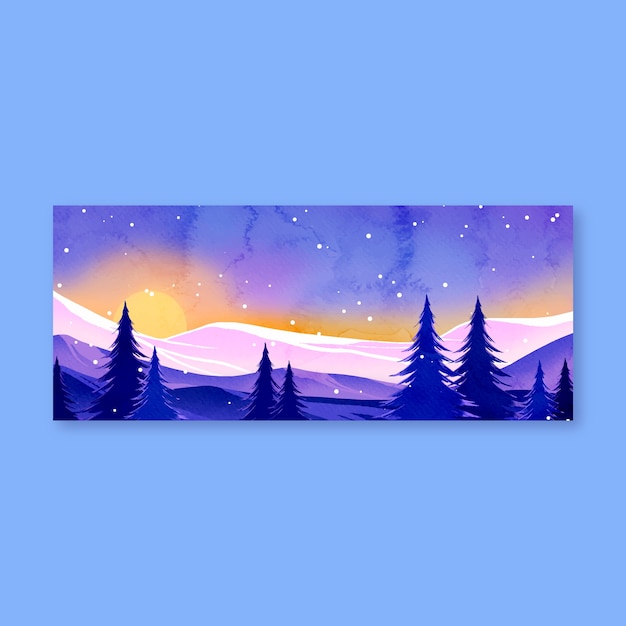 Aquarell wintersonnenwende horizontale banner