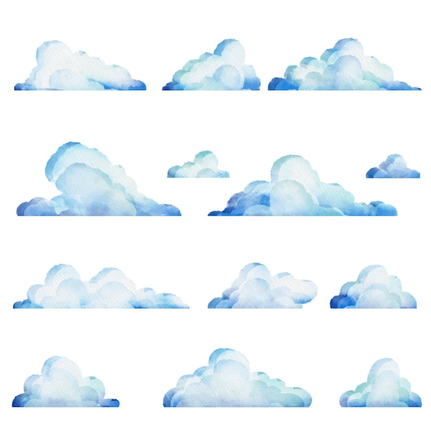 Kostenloser Vektor aquarell wolken sammlung clouds
