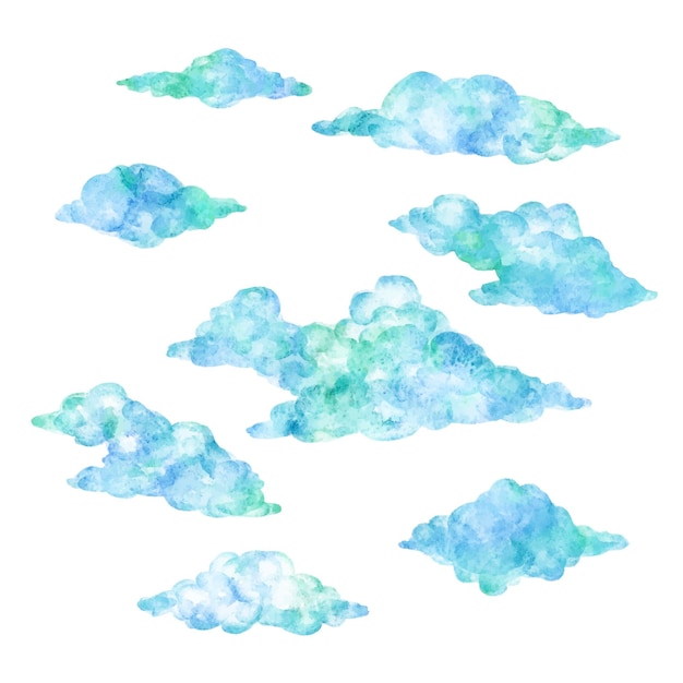 Kostenloser Vektor aquarell wolken sammlung clouds