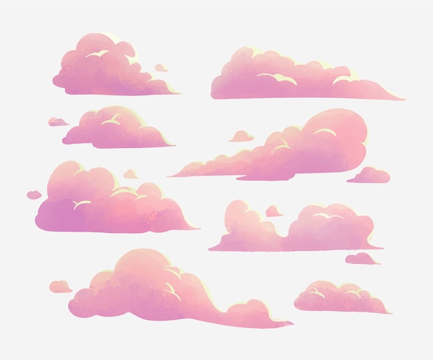 Kostenloser Vektor aquarell wolken sammlung clouds