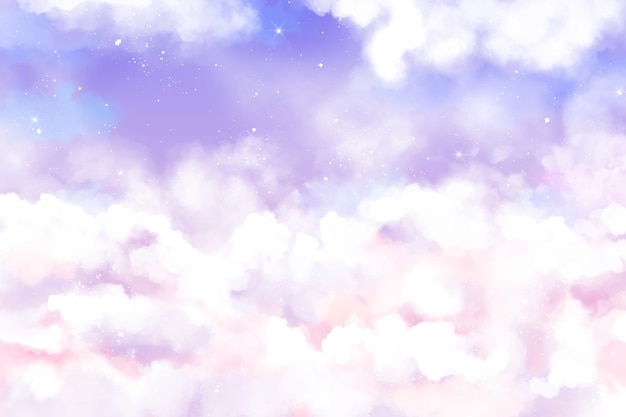 Aquarell Zuckerbaumwollwolken Hintergrund