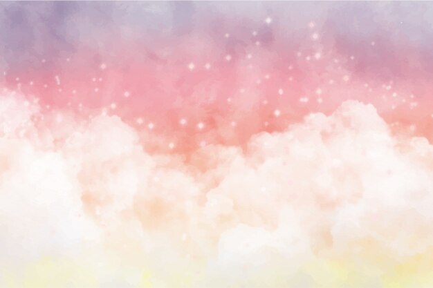 Aquarell Zuckerbaumwollwolken Hintergrund