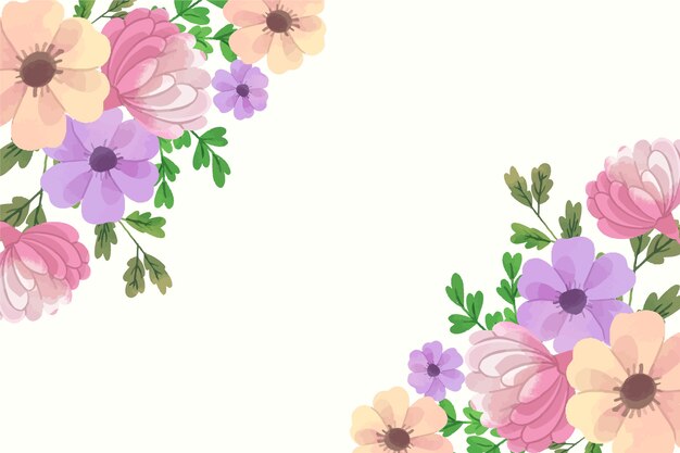 Aquarellblumen für Tapetendesign in den Pastellfarben
