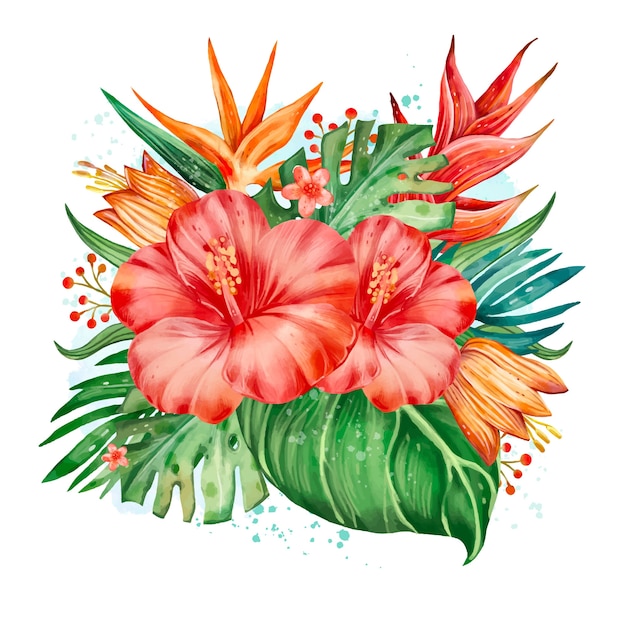 Kostenloser Vektor aquarellblumenblumenstraußillustration