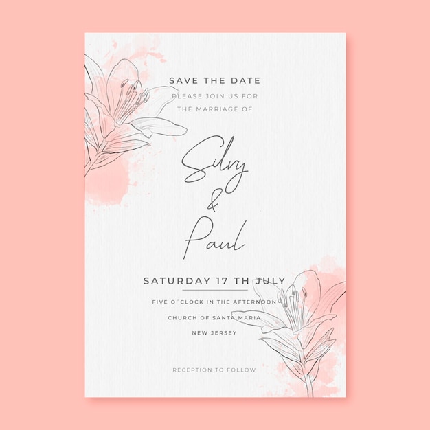 Aquarellhochzeitseinladung mit Blumen