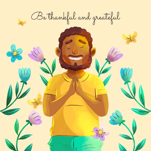 Aquarellillustration für den Welttag der Dankbarkeit