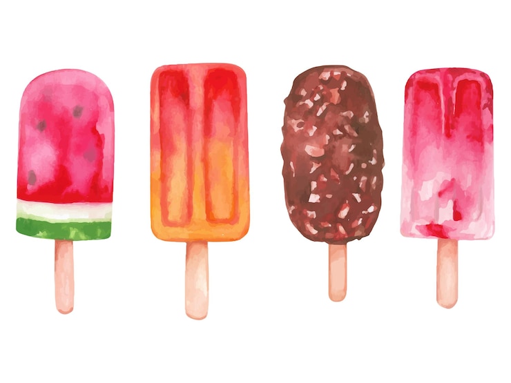 Kostenlose Vektor aquarellmalerei mit popsicles-frucht