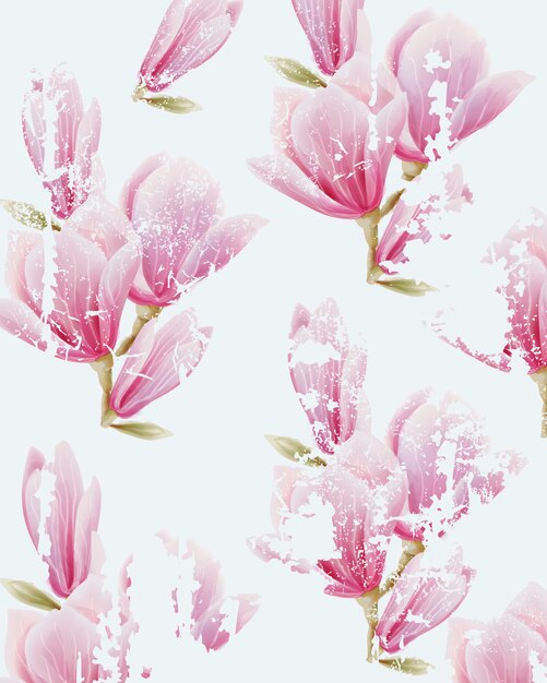 Aquarellrosa-Feenlilienblumenmuster. Grunge Design
