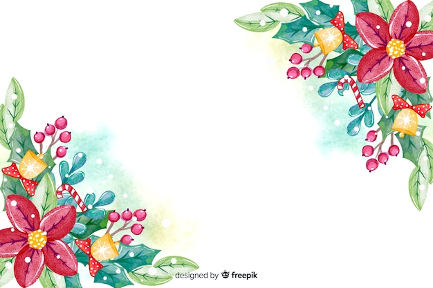 Aquarellweihnachtshintergrund mit Blumen