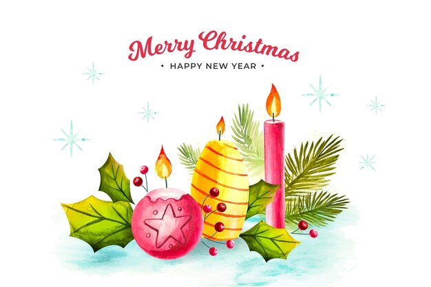 Aquarellweihnachtskerzenhintergrund