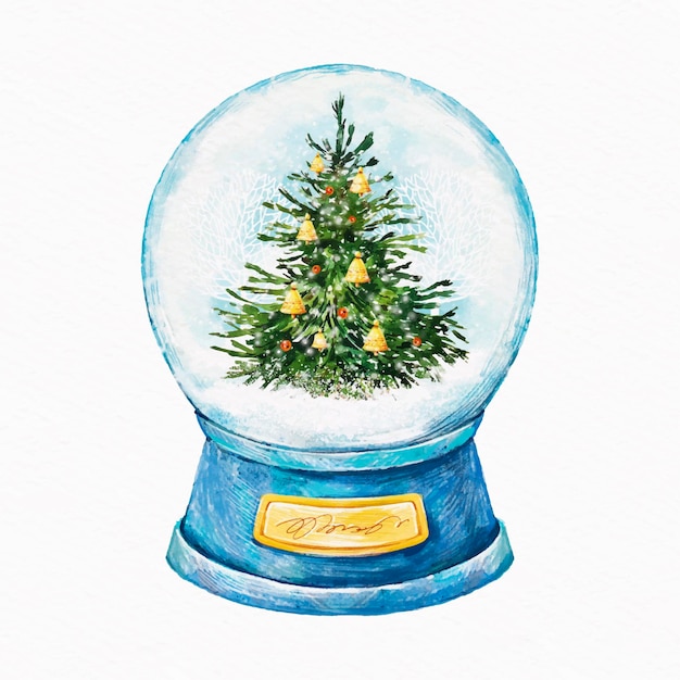 Kostenloser Vektor aquarellweihnachtsschneeballkugelillustration