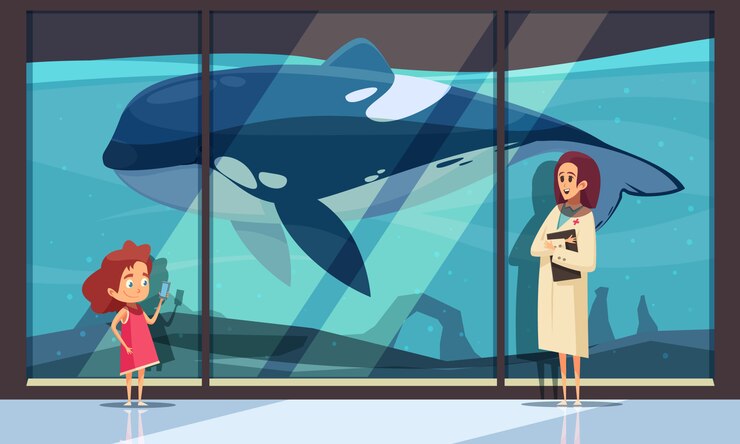 Kostenlose Vektor aquariumwand mit einem orca