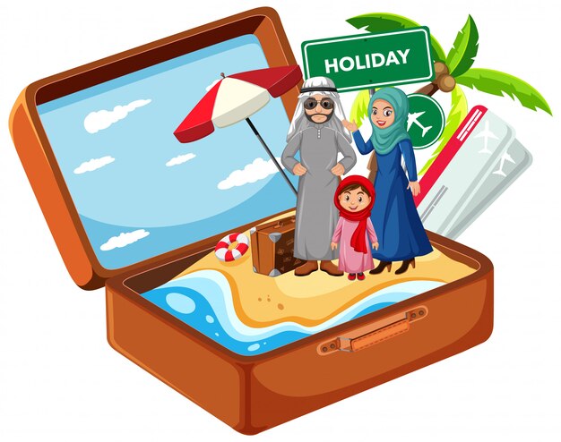 Arabische Familie im Urlaub