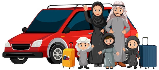 Kostenloser Vektor arabische familie im urlaub