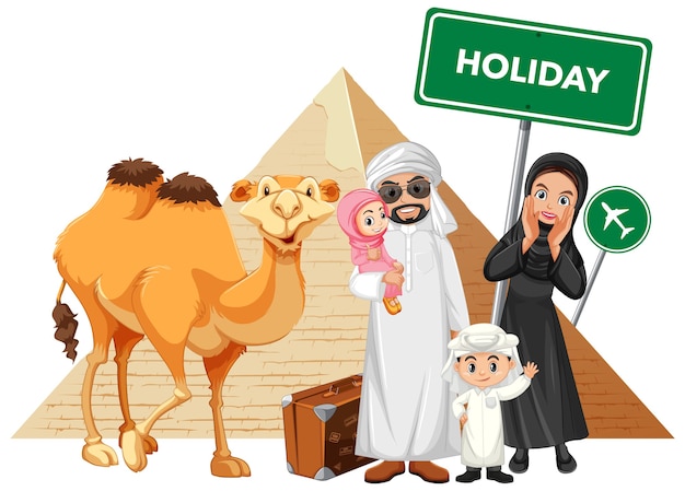 Arabische familie im urlaub