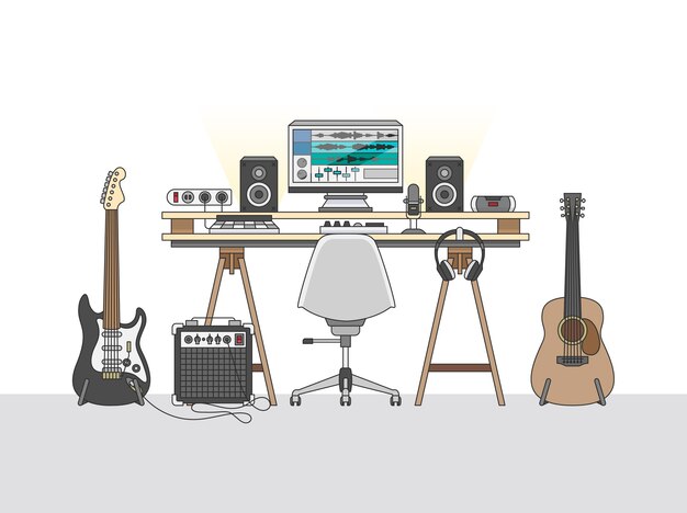 Arbeitsbereich eines Toningenieurs oder eines Musikproduzenten