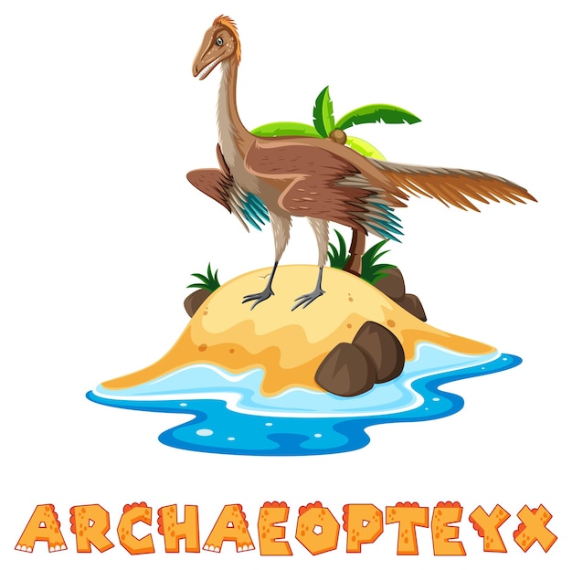 Archaeopteyx steht auf der insel