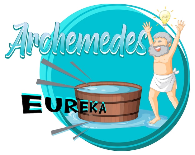 Archimedes-karikatur mit dem wort eureka