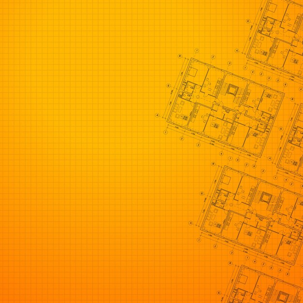 Architektonischer orangefarbener Hintergrund. Vektorillustration eps10 enthält Transparenzen, Farbverläufe und Effekte