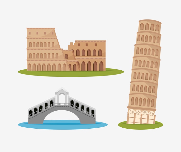 Kostenlose Vektor architektur italienische kultur isoliert