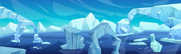 Arktische Landschaft mit Eisberg im Ozean oder Meer