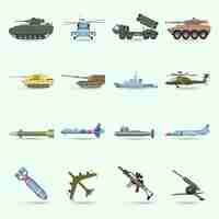 Kostenloser Vektor armee icons set