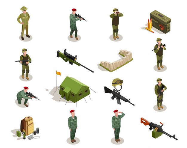 Army Military Isometric Elements Set