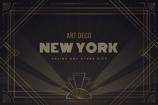 Kostenloser Vektor art-deco-hintergrund mit farbverlauf in new york