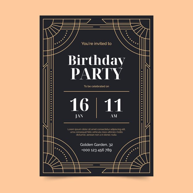 Art-Deco-Partyplakat im flachen Design