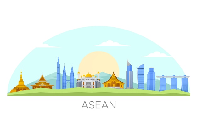 Kostenloser Vektor asean gebäude illustration