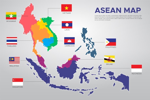 Kostenloser Vektor asean karte infografik