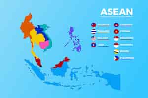 Kostenloser Vektor asean karte infografik