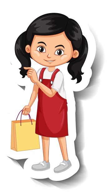 Asiatischer Mädchen-Cartoon-Charakter-Aufkleber