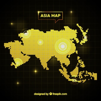 Asien-kartenhintergrund mit punkten