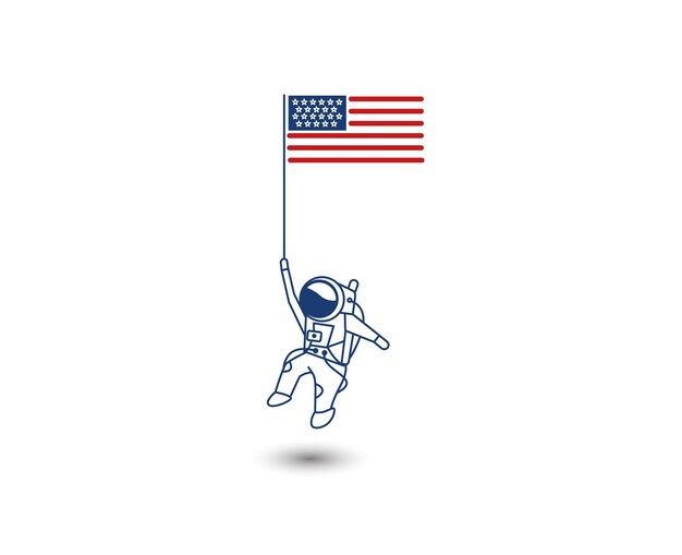 Astronaut Holding Usa Flag 4. Juli Amerikanischer Unabhängigkeitstag