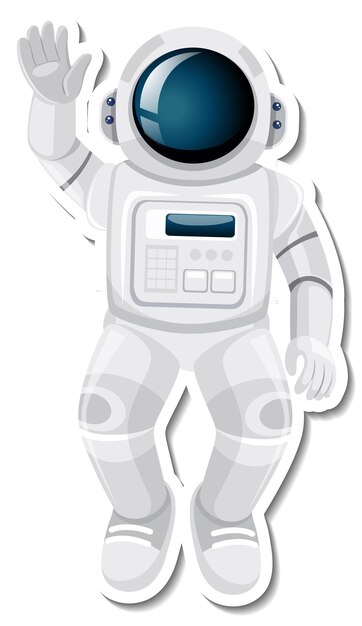 Astronauten- oder Raumfahrer-Cartoon-Figur im Aufkleberstil