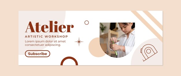 Kostenloser Vektor atelier flaches minimales facebook-cover