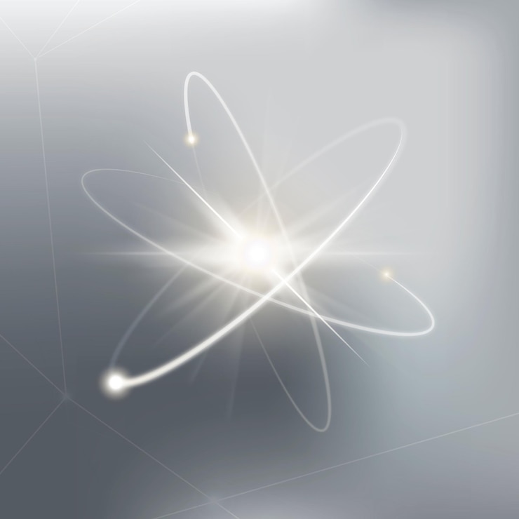 Kostenlose Vektor atomwissenschaft biotechnologie weiße vektor-neon-grafik