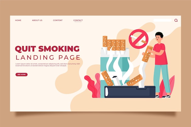 Kostenloser Vektor aufhören zu rauchen landing page