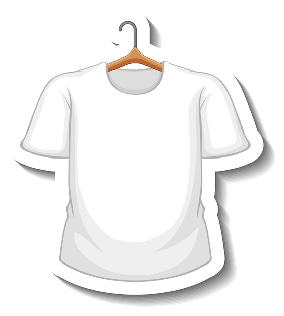 Kostenloser Vektor aufkleber weißes t-shirt mit kleiderbügel