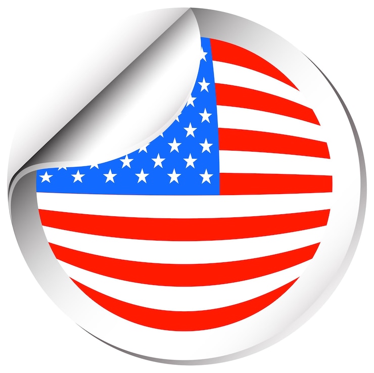 Kostenlose Vektor aufkleberdesign für amerika-flagge