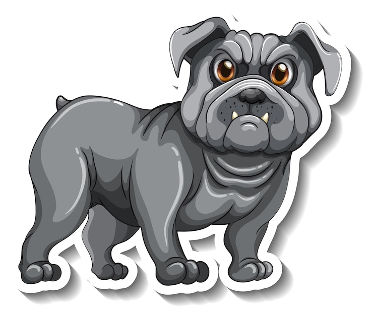 Kostenlose Vektor aufkleberdesign mit einem isolierten mopshund