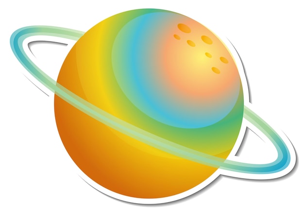 Kostenloser Vektor aufkleberschablone mit dem bunten planeten lokalisiert