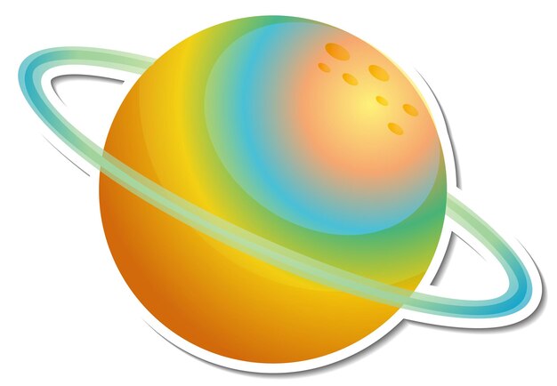 Aufkleberschablone mit dem bunten Planeten lokalisiert